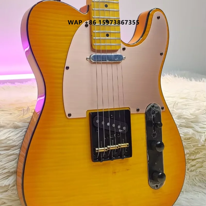 High Quality TL Electric Guitar with 22 Rounded End Frets & Flamed Maple Body 6 Strings Available for Wholesale Sale