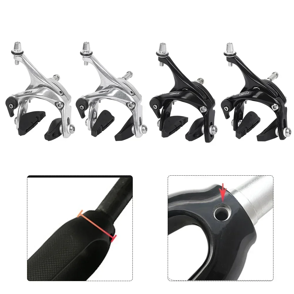 Road Bike Dual Pivot Calipers Bike Brake Racing Aluminum Side Pull Caliper Front Rear With Brake Pads Bicycle Accessories