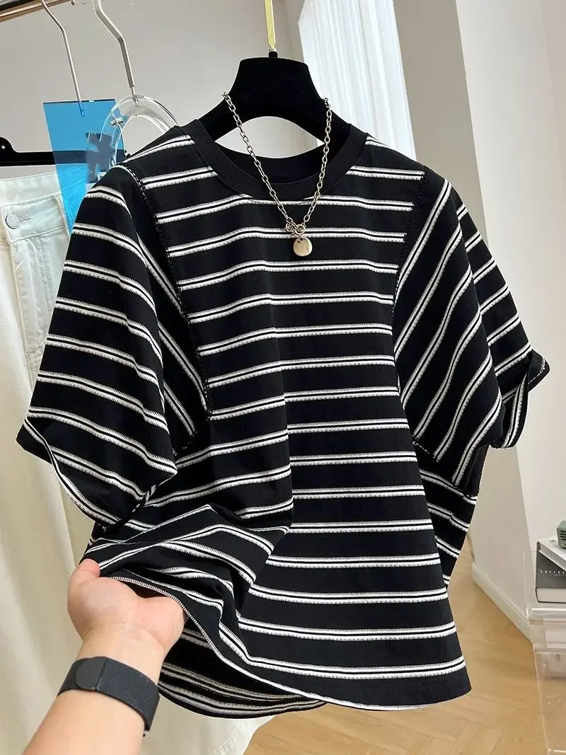 جرافيك تي شيرت قطن نصف كم Op فضفاض الخفافيش شريط قصير قمصان عادية قميص الصيف قميص أسود Y2k Ees #2