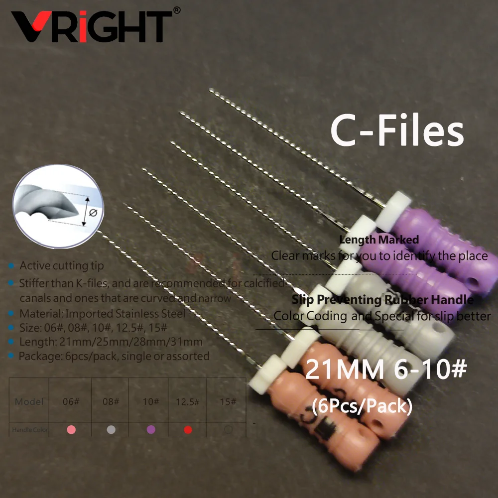 Dental C File Endodontic Endo Root Canal Unclogging C-pilot Files #6#8#10 12.5# 25mm Hand Use Stainless Steel Dentists Dentistry