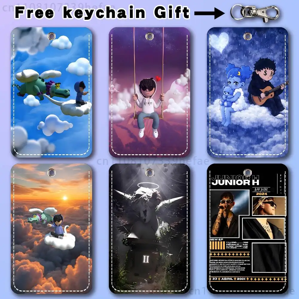 Singer  J-Junior H Rectangle Card Case Keychain Access Card Bag Key Tag Ring Leather Card Holder Key Ring Access