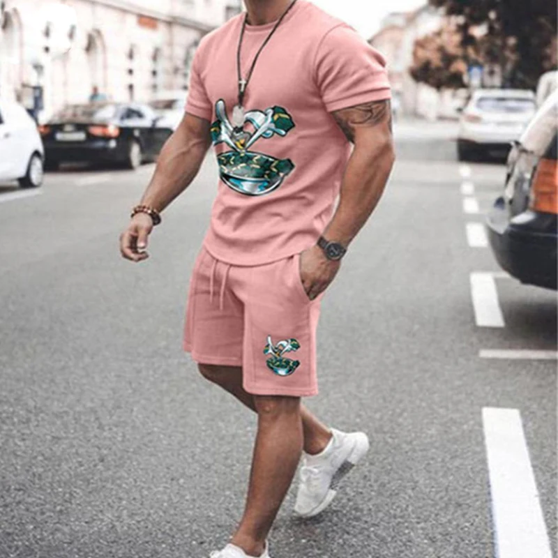 New Men Suit Fashion 2-piece Set Men Street Short Shirts Shorts Pants Casual Oversized Comfortable Clothes Jogging Training Set