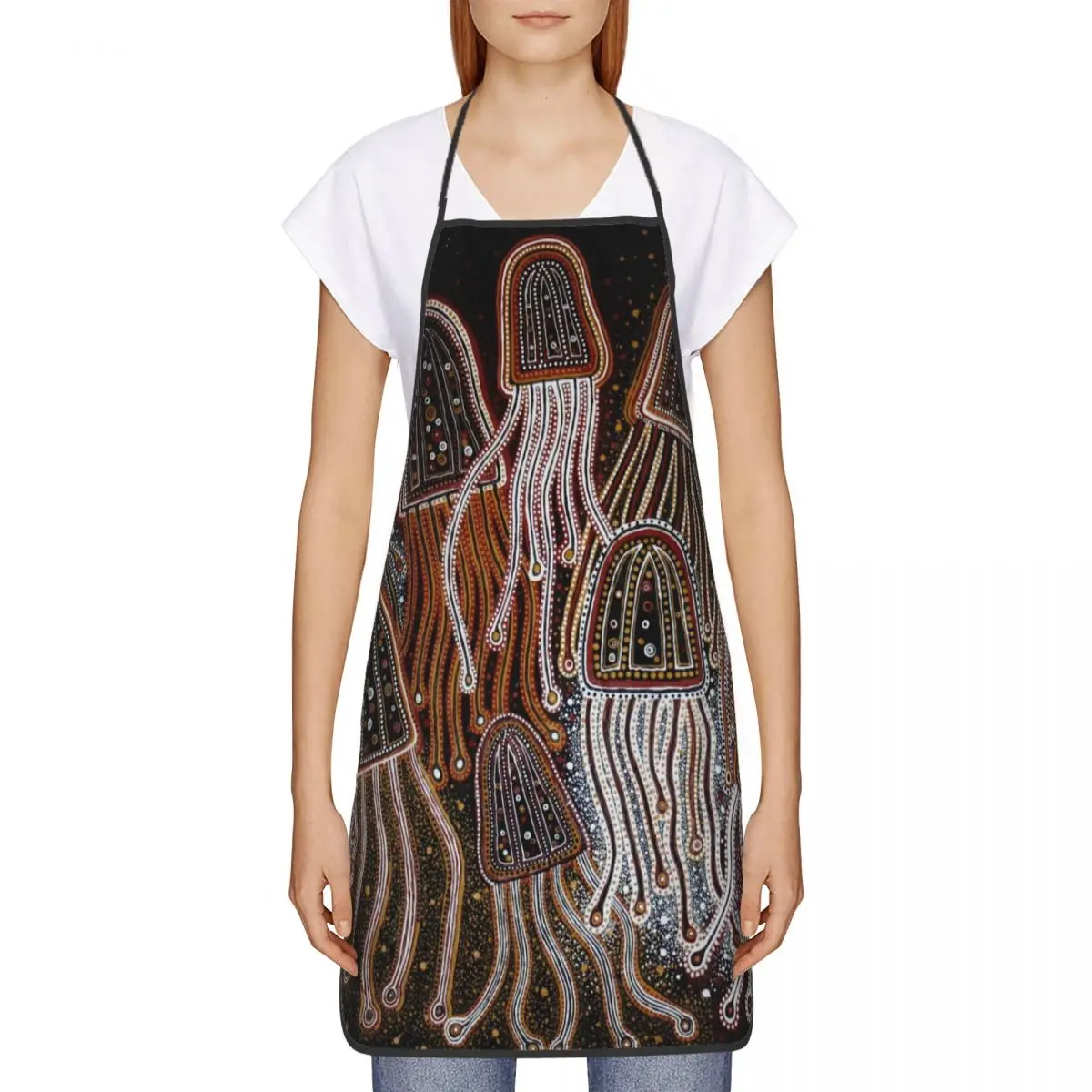 Custom Unisex Australian Aboriginal Art Bib Apron Adult Women Men Chef Tablier Cuisine for Kitchen Cooking Painting