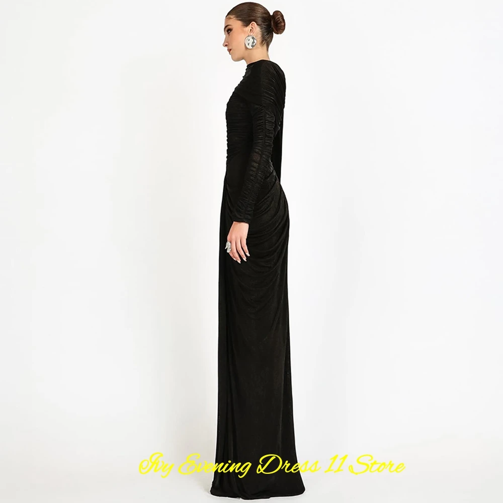 Robe de soirée classique, asymétrique épaule dénudée, manches longues, élégante, en Jersey, robes de bal, Train Watteau délicat, robes de célébrité personnalisées