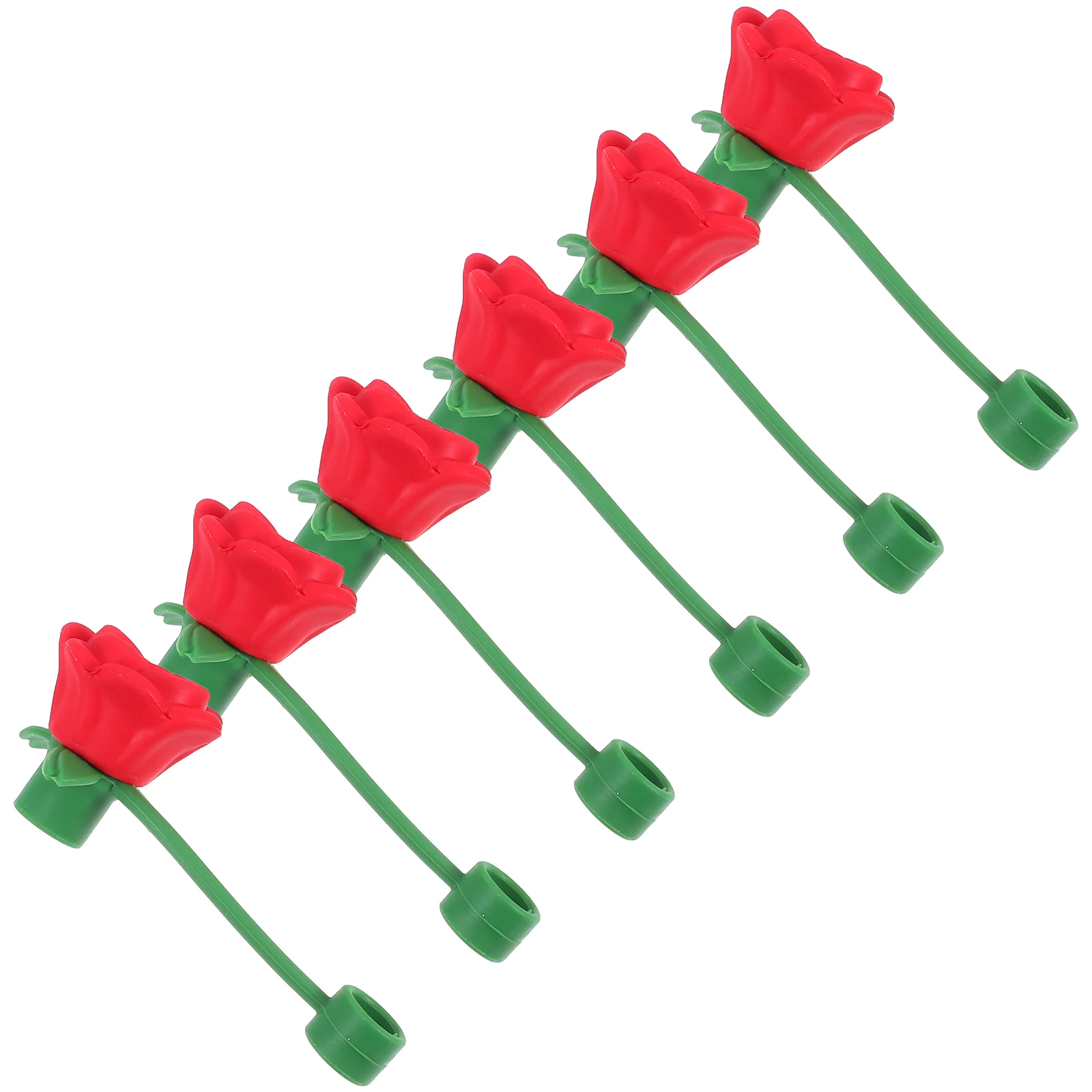 

6 Pcs Rose Straw Cap Flower Cover Toppers Covers Silicone Caps for Straws Skull