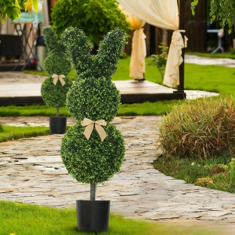 1/2PCS 19.69InEaster Rabbit Garden Stake Artificial Plant Bunny Shape Yard Porch Lawn Outdoor Decoration Landscaping Accessories