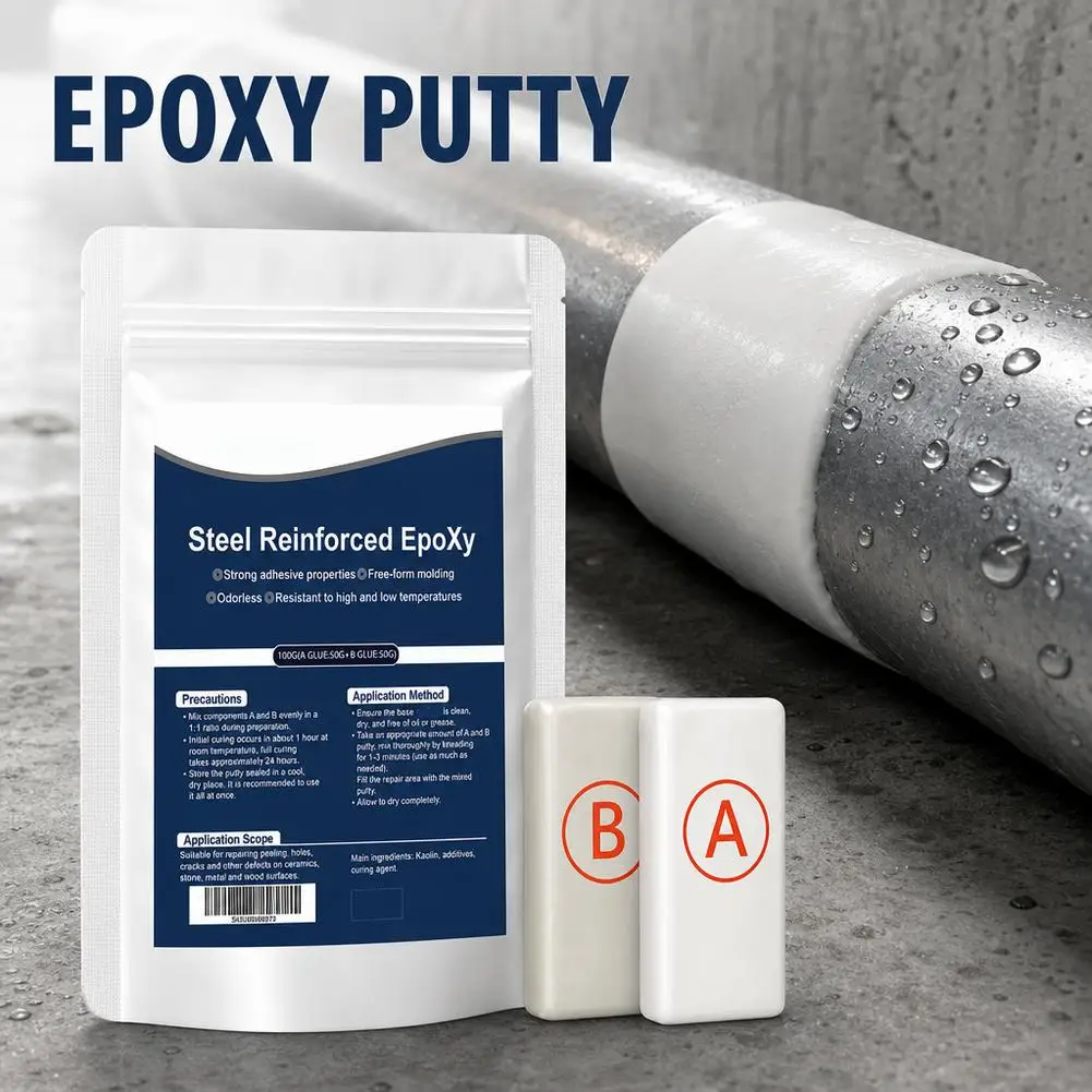 Steel Reinforced Epoxys Puttys High Strength 2 Part Filler Fast Repair Clay Waterproof Heat Resistant Concrete Pipe Crack Repair