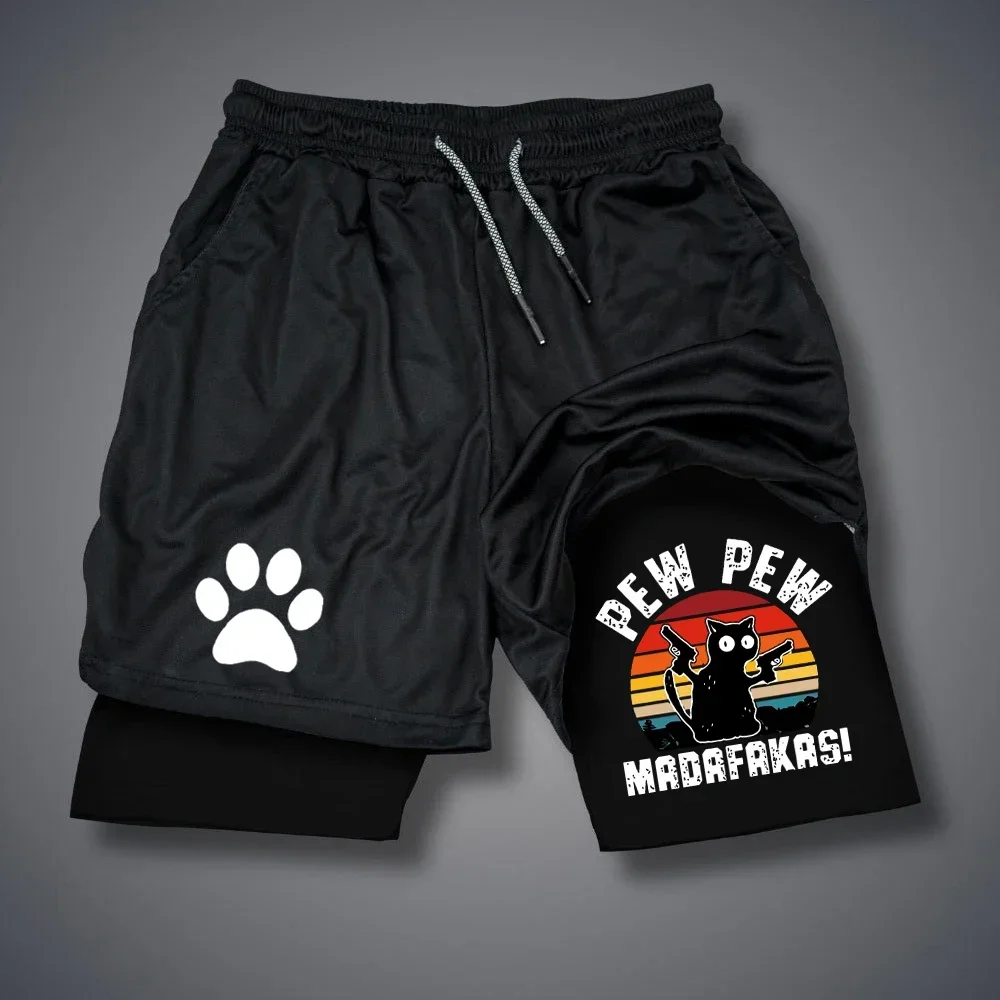 شورت عصري مطبوع عليه كلب للجري ملابس رياضية مطبوعة على شكل حيوانات Y2K شورت لياقة بدنية سريع الجفاف