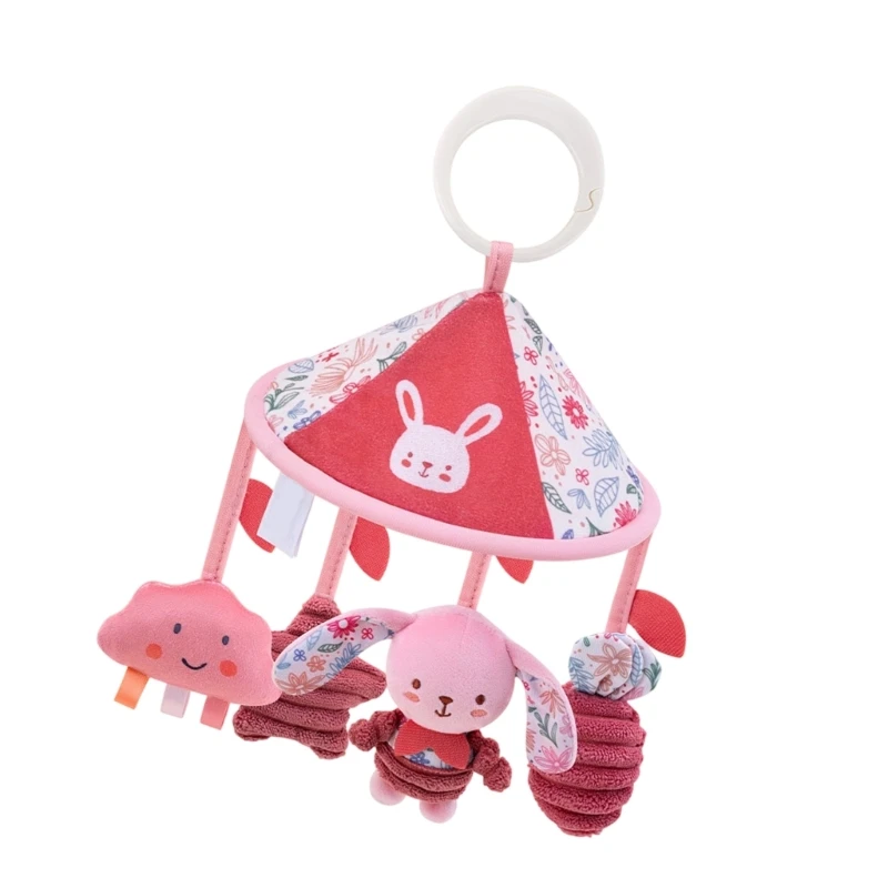 Carrinho pelúcia animal pendurado chocalho cama sino adorável animal mordedor brinquedo para o bebê 15ub