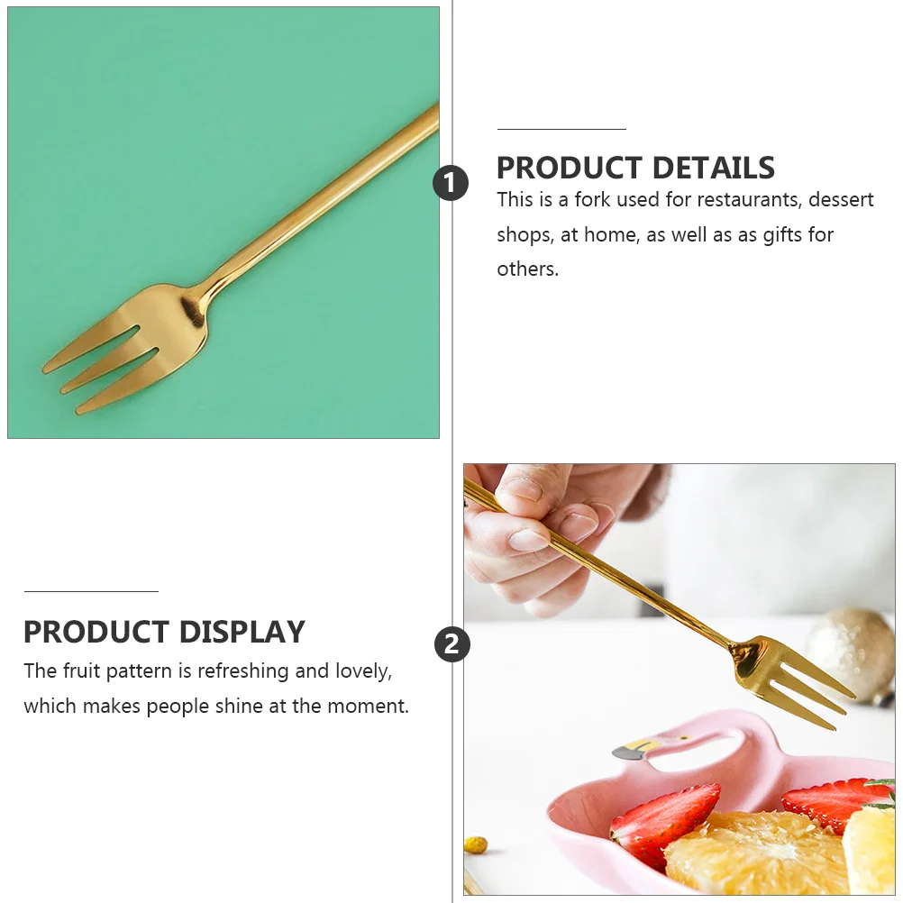 

4pcs Fruit Fork Set Stainless Steel Dessert Forks For Home Restaurant Coffee Mixing Use With Fruit Pattern Mirror Polish
