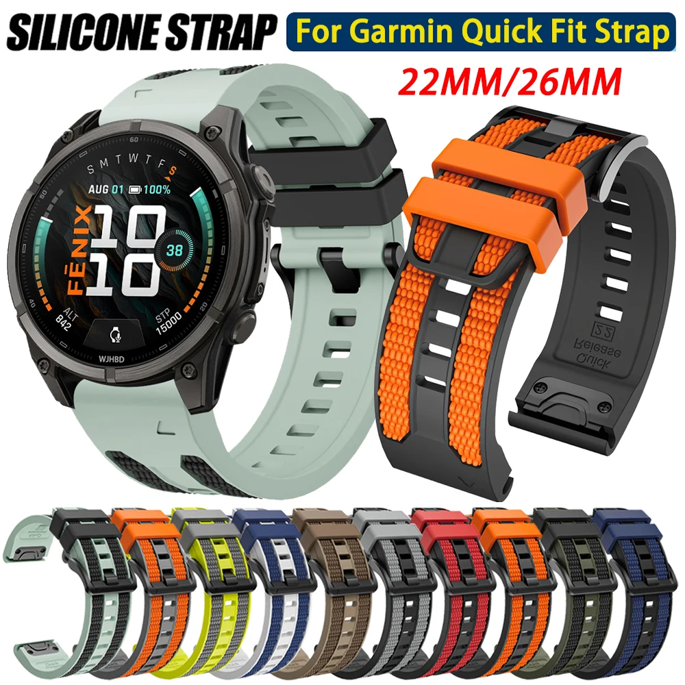 QuickFit Strap 26mm 22mm for Garmin Fenix 9 9Pro E 8 7 7X Pro Tactix 8 7 Sports Silicone Band Forerunner 970 965 Bracelet Correa
