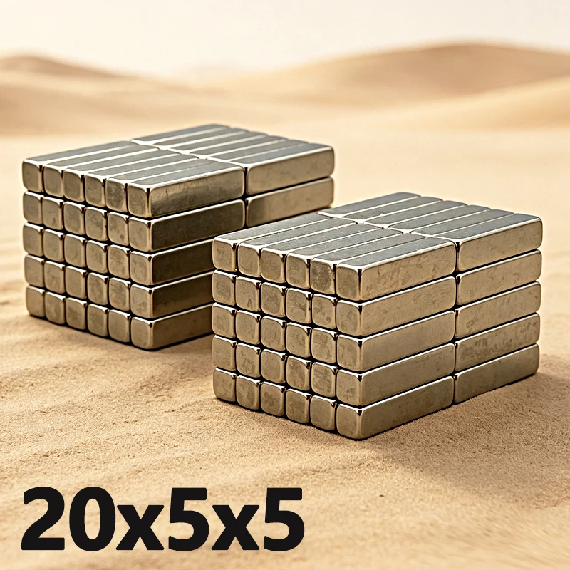 2-100pcs 20x5x5mm Magnet N35 NdfeB Permanent Magnetic Imanes Square Shape Neodymium Fridge Magnets 20*5*5mm Magnet Accessory