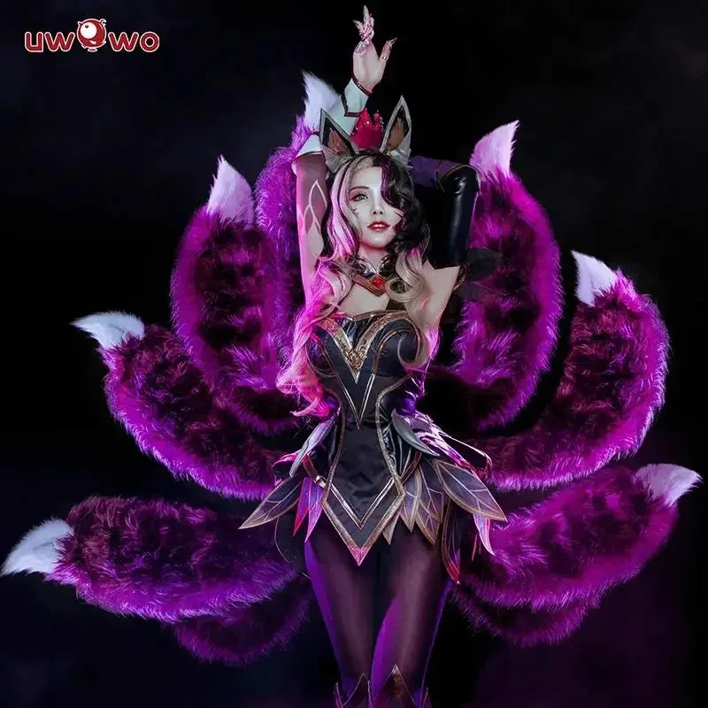 Em estoque uwowo liga de lenda cosplay ahri traje lol coven ahri traje com orelhas traje de halloween ahri bruxa vestido feminino