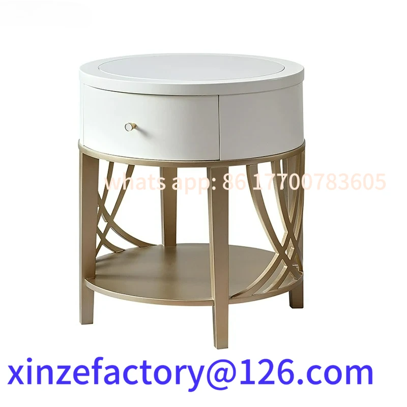 

Customizable QZT sofa glass solid wood marble bedroom bedside table