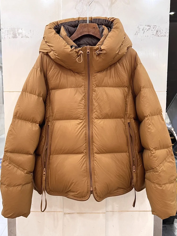 

Loose Fit Thickened Cotton Jacket Women's Winter Casual Hooded Zipper Coat Large Size Fashionable Drawstring Short Style