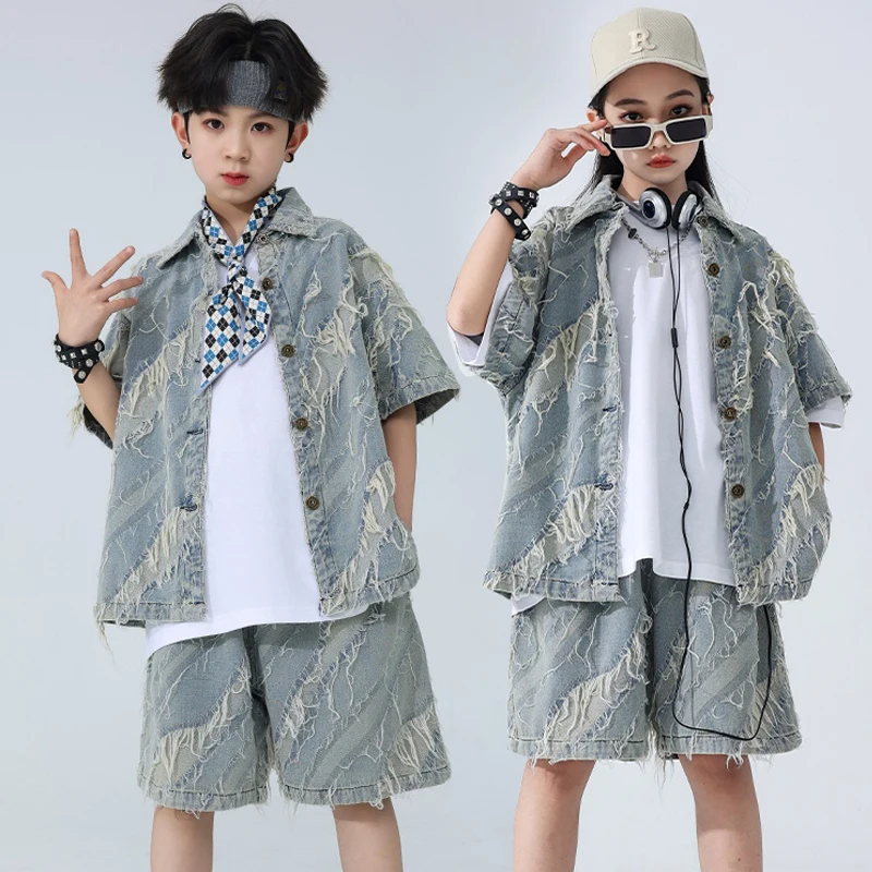 Zomer Kids Kpop Outfits Kinderballroom Danskleding Meisjes Jazzdans Kostuums Jongens Hiphop Kleding Street Wear Dw10176