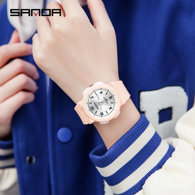 Luxury Brand SANDA Quartz Movement Watch Fashion Calendar Week Display Quartz Watches For Women Men Simple Dial Man Clock