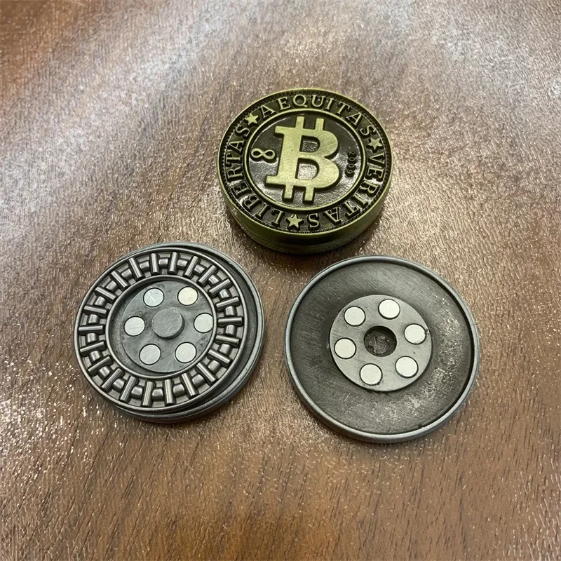 Moneda de empuje magnética, placa de empuje de Bitcoin háptico EDC, juguete para aliviar el estrés, Mini juguete sensorial de aleación de Metal antiestrés para adultos