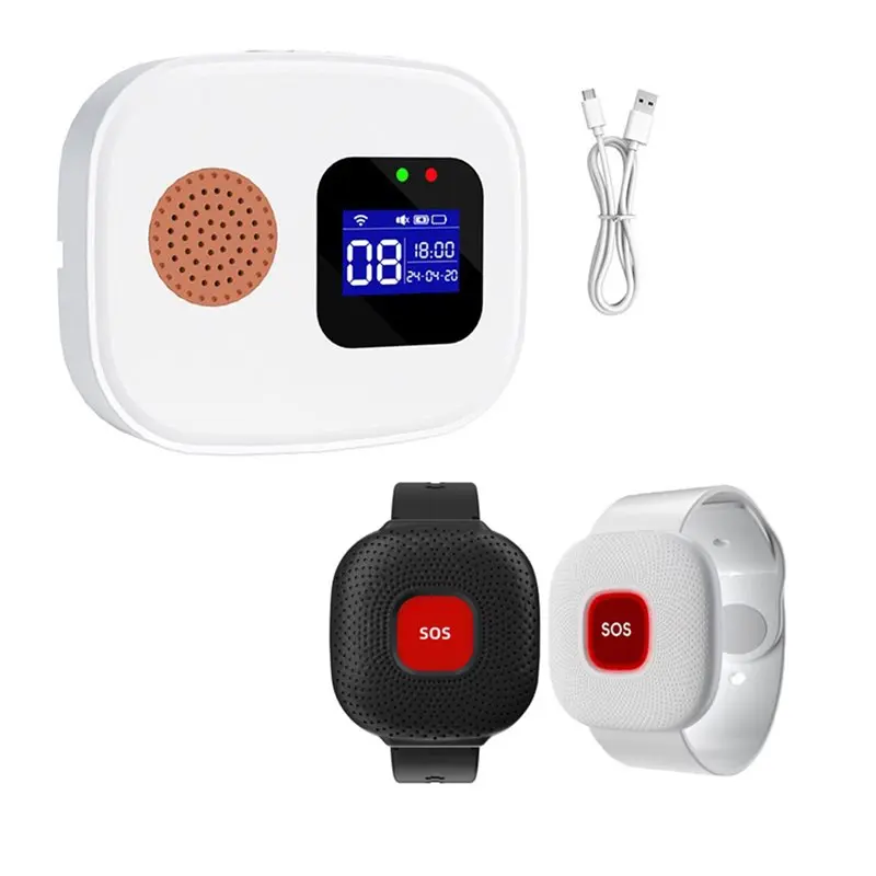 [NEW A09R!】 Digital Display Wifi Caregiver Pager Nurse Call Button Alert Button For Elderly For Restaurant Alert System