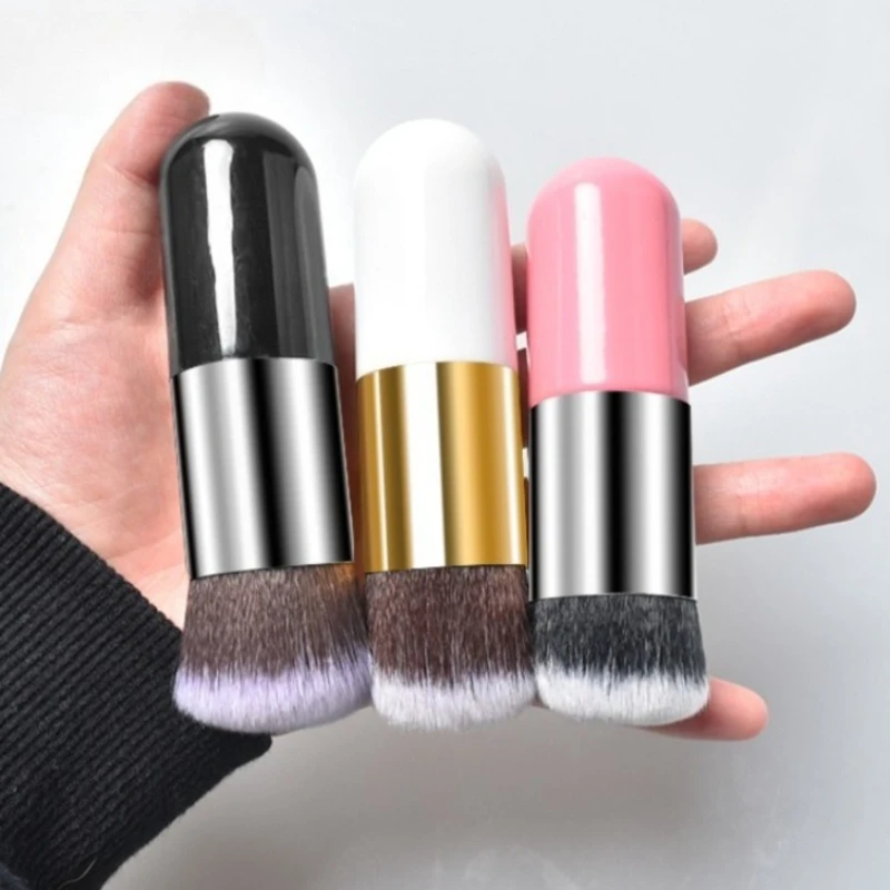 1 brocha grande y pequeña para base de muelle, brocha de maquillaje, crema Bb, brochas de setas, sin polvo, sin marcas, brocha de maquillaje para base, color rosa