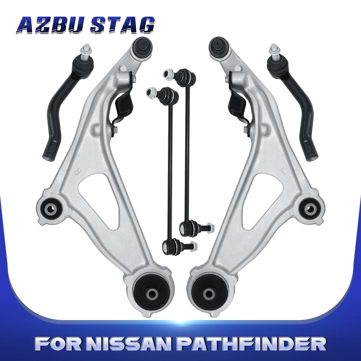 

AzbuStag 6Pcs Front Lower Control Arm Sway Bar Link Tie Rod Suspension for Nissan Pathfinder Infniti QX60 JX35 2013-2017