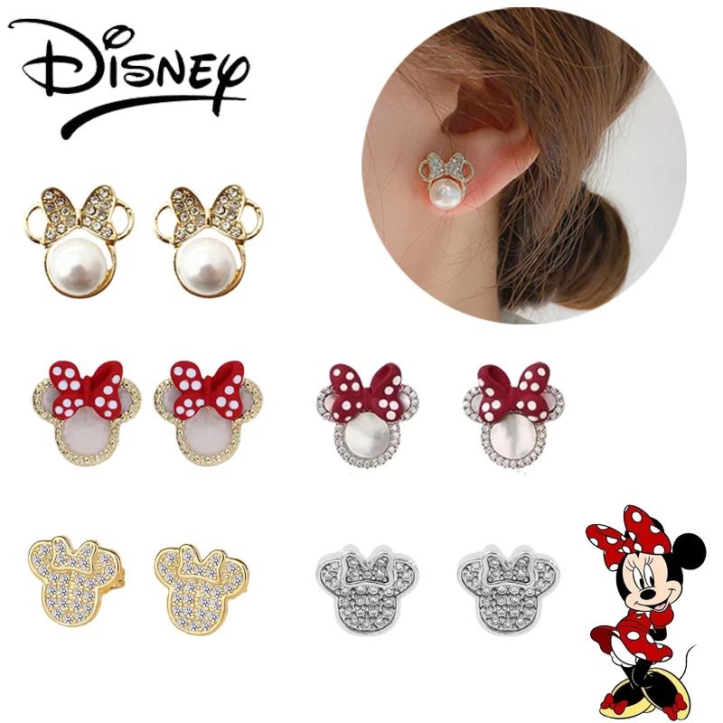 Disney Mickey Mouse Minnie ต่างหู Kawaii อะนิเมะอุปกรณ์เสริมแฟชั่นเครื่องประดับต่างหูผู้หญิงแฟนวันเกิดวันหยุดของขวัญ