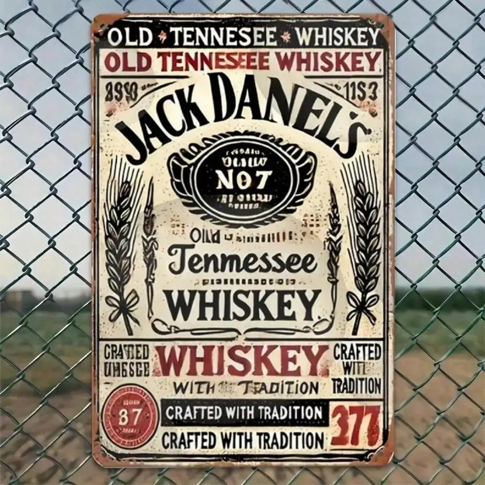 Placa de Metal Vintage Jack Daniel's, Decoração de Parede Retrô para Bar, Caverna do Homem, Pub, 8x12 Polegadas