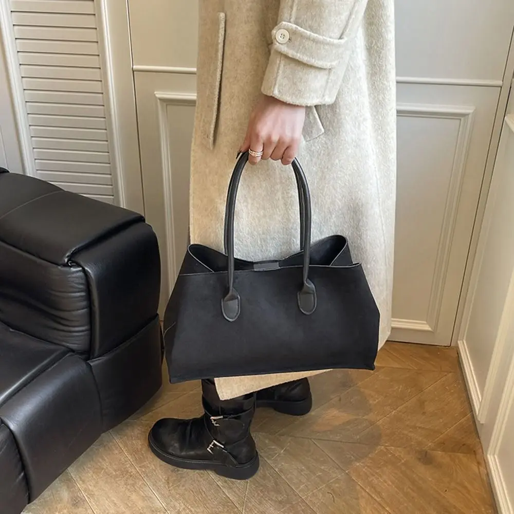 

Matte Finish Tote Bag Spacious Design Textured Surface Shoulder Purse Large Capacity Vintage Texture Big Bag Daily Work