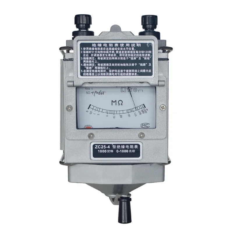 BNVN-ZC25-4 절연저항계 1000V 트레머거 전기 기술자 메가옴미터 수동 크랭크 트레머거