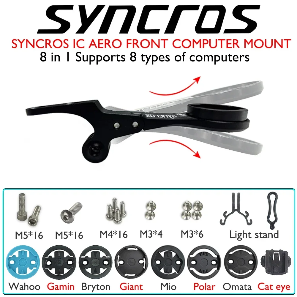 Syncros CNC Alloy GPS/Computer Mount do kierownic szosowych CRESTON IC SL AERO - obsługa Wahoo, Gamin, Bryton, Giant, Mio, Polar, Omata