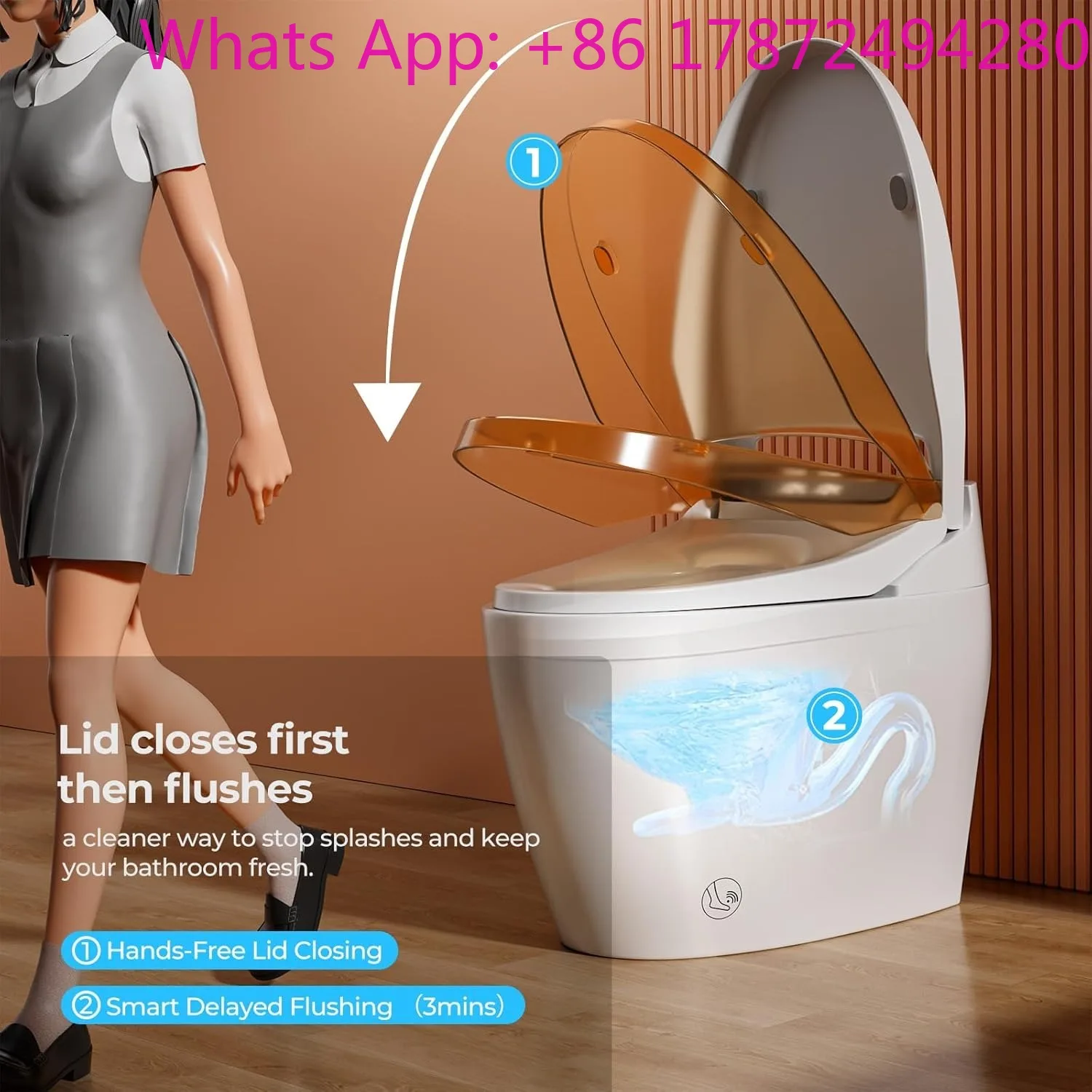 Smart Toilet with Heated Seat and Bidet, One Piece Elongated Toilet with Touchless Auto Flush