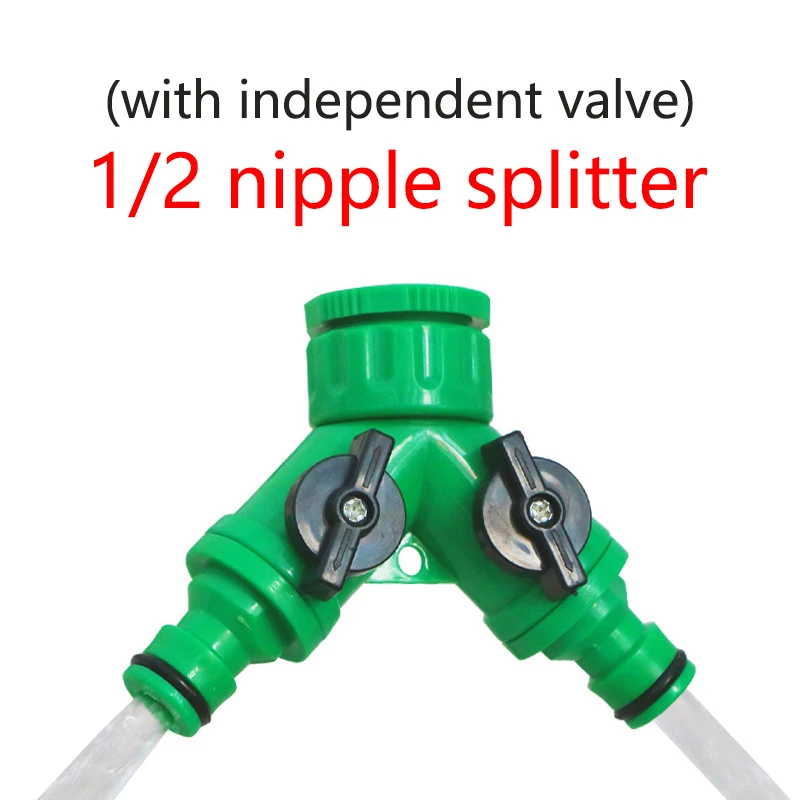 2-Way Garden Tap Water Splitter 1/2" 3/4" Female Thread Y Type Watering Adjustable Switch Controller Valve