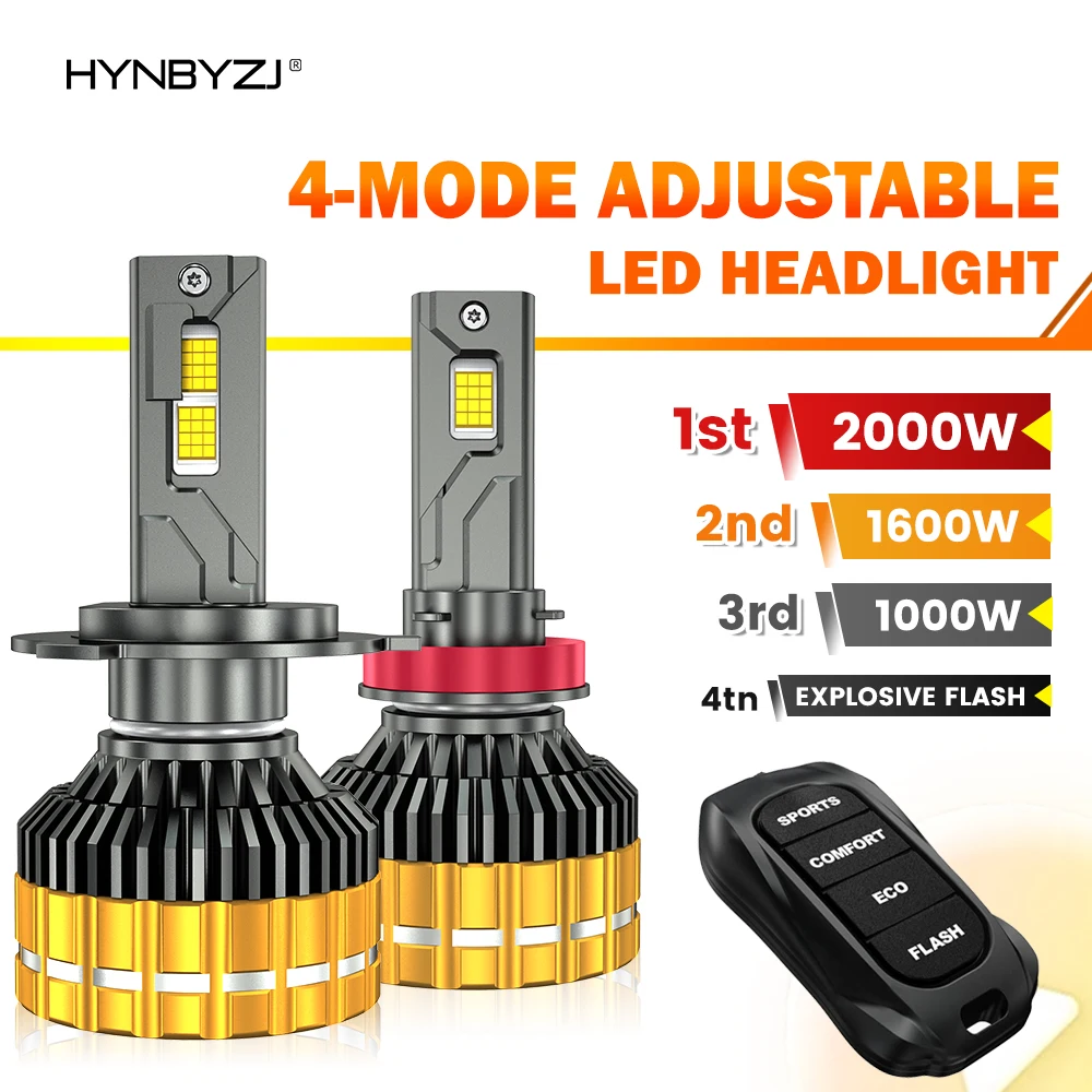 

HYNBYZJ H4 LED H7 Headlight 3000000LM 2000W Adjustable Headlamp H11 H1 HB3 9005 HB4 9006 9012 LED Car Lights 6000K Auto Bulbs
