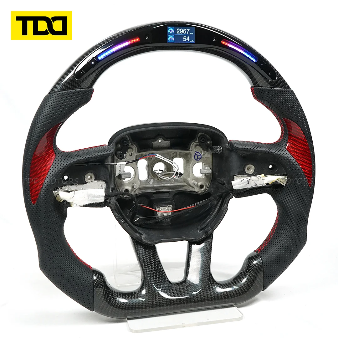 TDD Carbon Fiber Customized Smart Galaxy Pro LED RPM Light Up Display Racing Steering Wheel for Dodge Charger Challenger