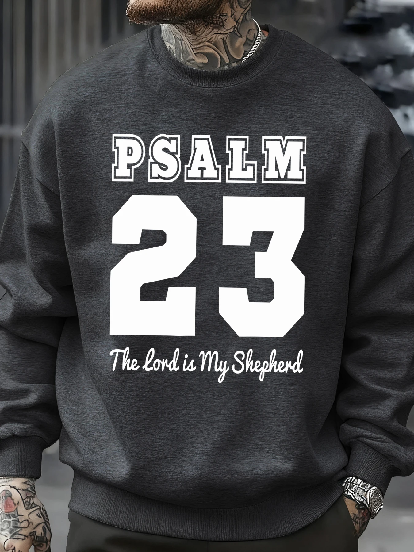 2026 Psalm Number 23 Design Pullovers Men'S Fashion Fleece Sportswear Autumn Crewneck Sweatshirt Oversize Comfortable Clothing