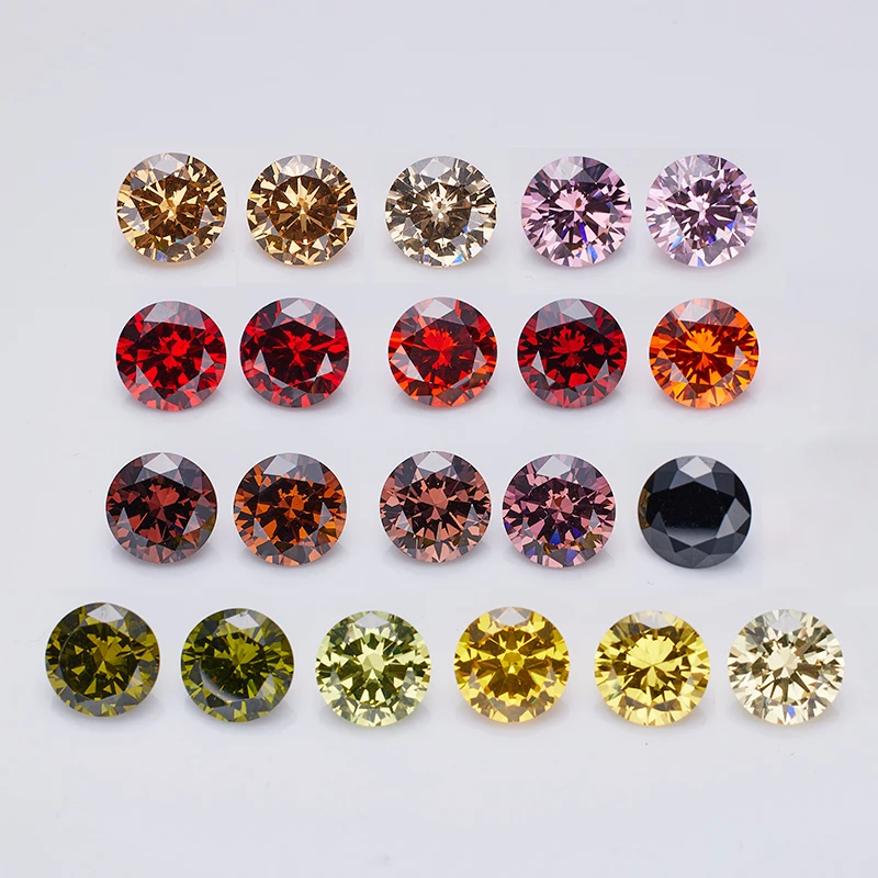 5A Over 10 Colors Loose Gemtone Top Quality Cubic Zirconia Stone 8 Hearts & Arrows Beads Round cut Loose Stones  Jewelry