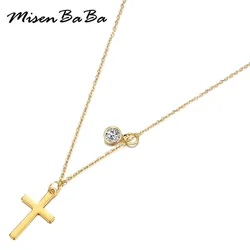 MisenBaBa Stainless Steel Protestant Christian Blank Cross Pendant Necklaces For Women Girls Religion Jewelry Gifts