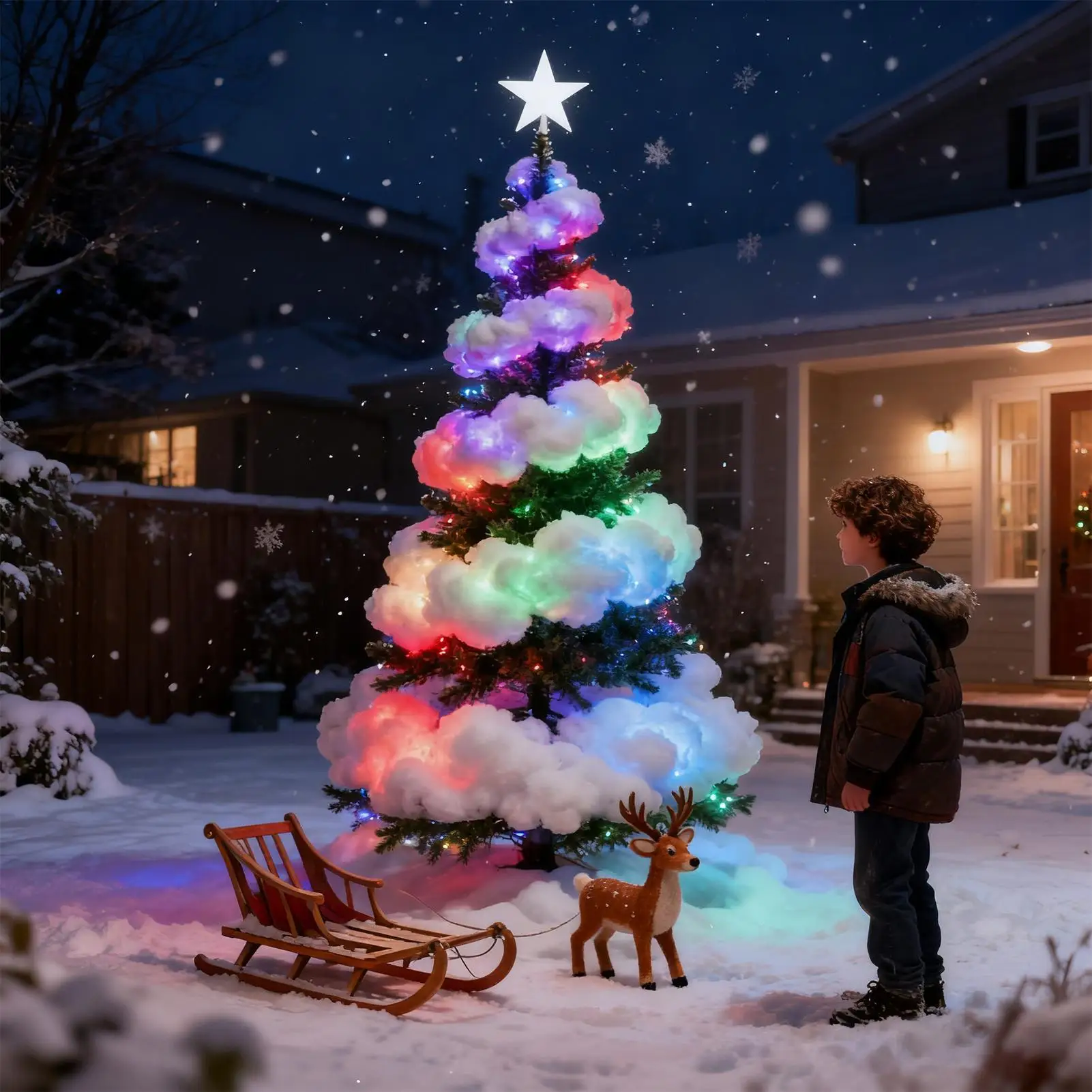 أضواء شجرة عيد الميلاد داخلي 16.4ft مقاوم للماء سحابة متعددة وضع الجنية سلسلة أضواء زينة عيد الميلاد لغرفة المعيشة