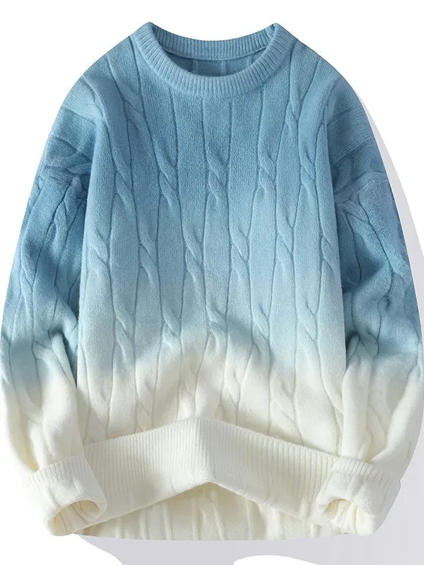 

Men's Thiened Warm Knitted round Ne Sweater Autumn Winter adient Color Base irt Comfortable Long Sve Crew Ne