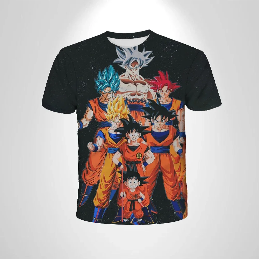 Japanischer Anime „Dragon Ball Z“ – Cartoon-Kleidung für Jungen – Super Saiyan Muster 3D-gedrucktes T-Shirt – Cosplay-Geschenk – Für den Außenbereich geeignet