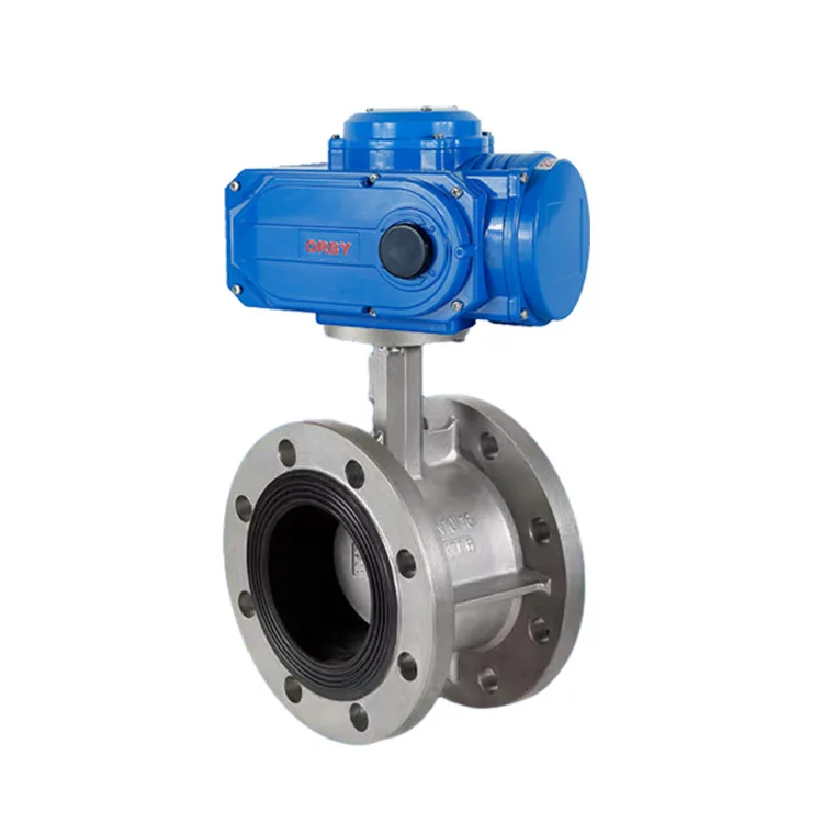 Stainless steel 304 150 grade #flanged butterfly stainless steel valve with electric actuator dn 150 220v