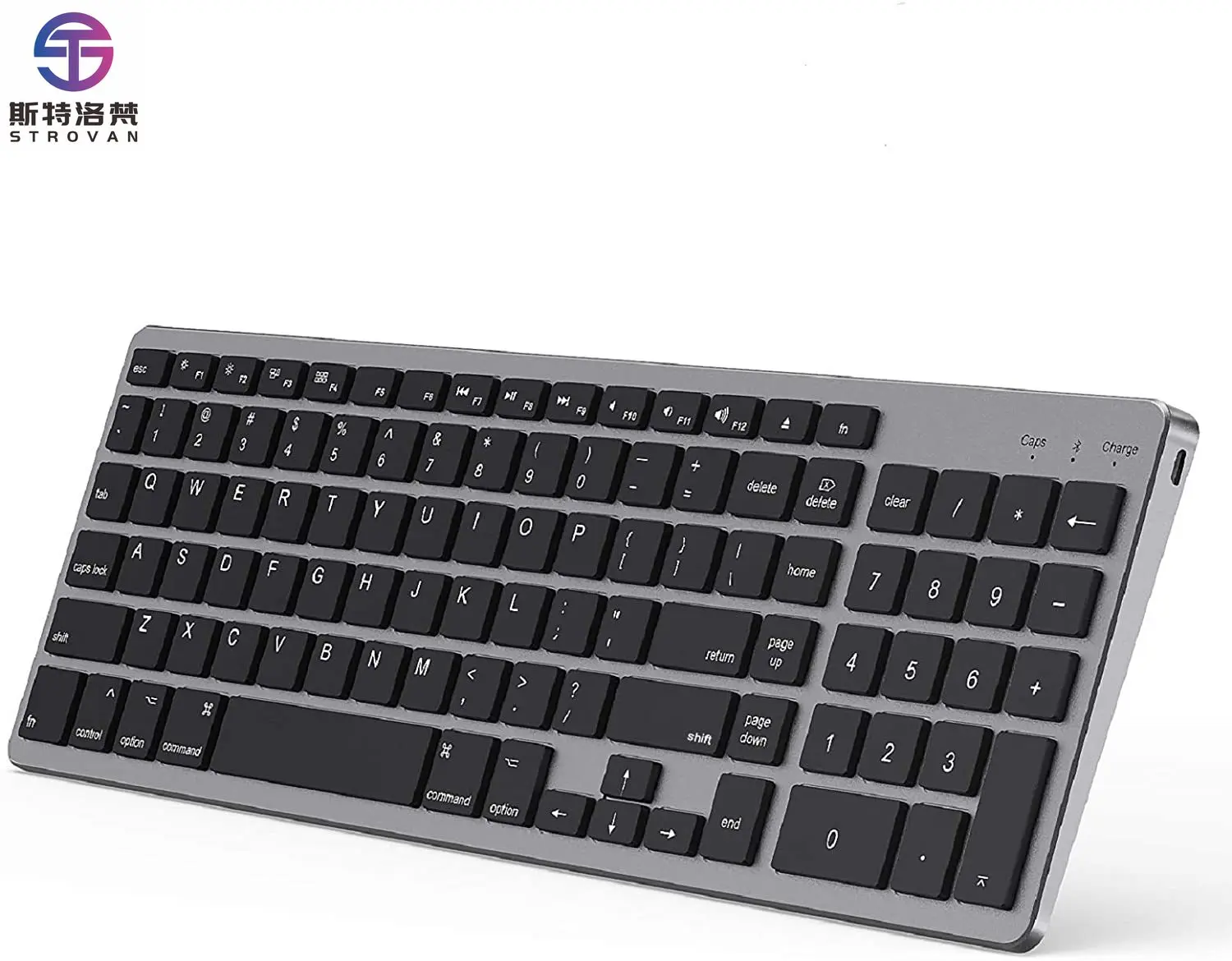 Full Size Design Rechargeable Bluetooth Wireless Keyboard with Number Pad