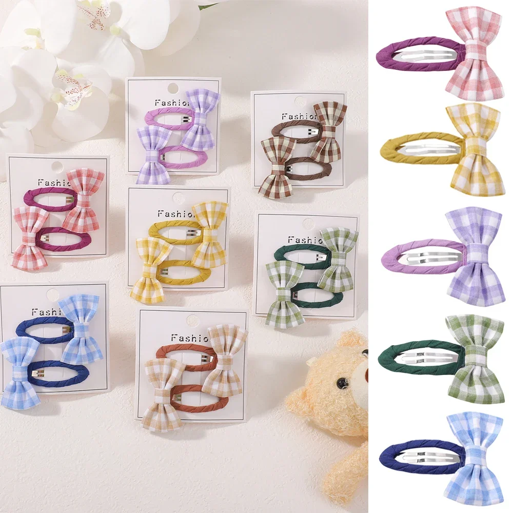2 Stück Ins Karierte Schleifen-Haarspangen für Babymädchen, Niedliche Schleifenknoten-Haarnadeln, BB-Clips, Süße Haarschmuck-Geschenke