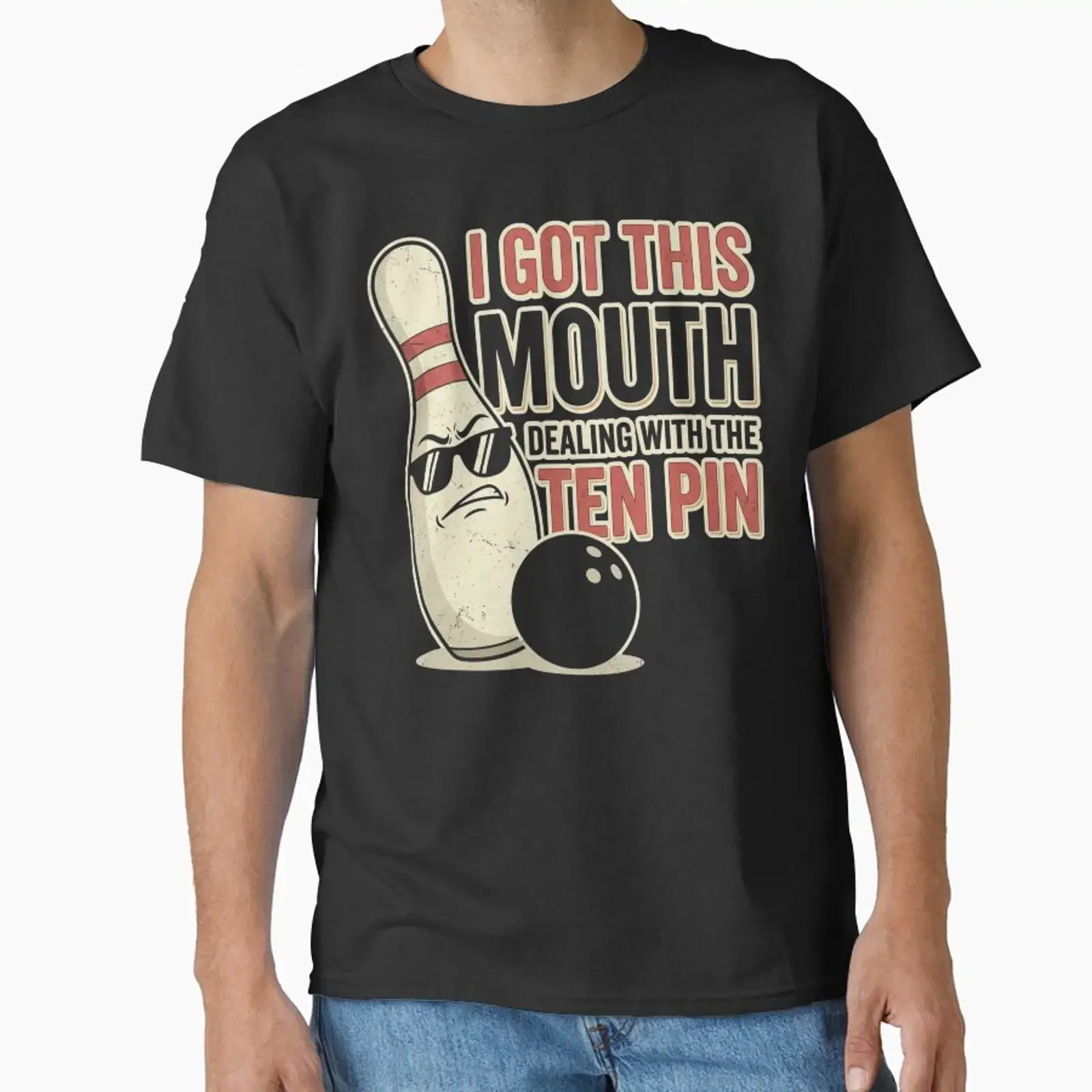 I Got This Mouth Dealing With The Ten Pin Funny Bowling designed and sold by axiksa10 vintage Washed Casual Stretched