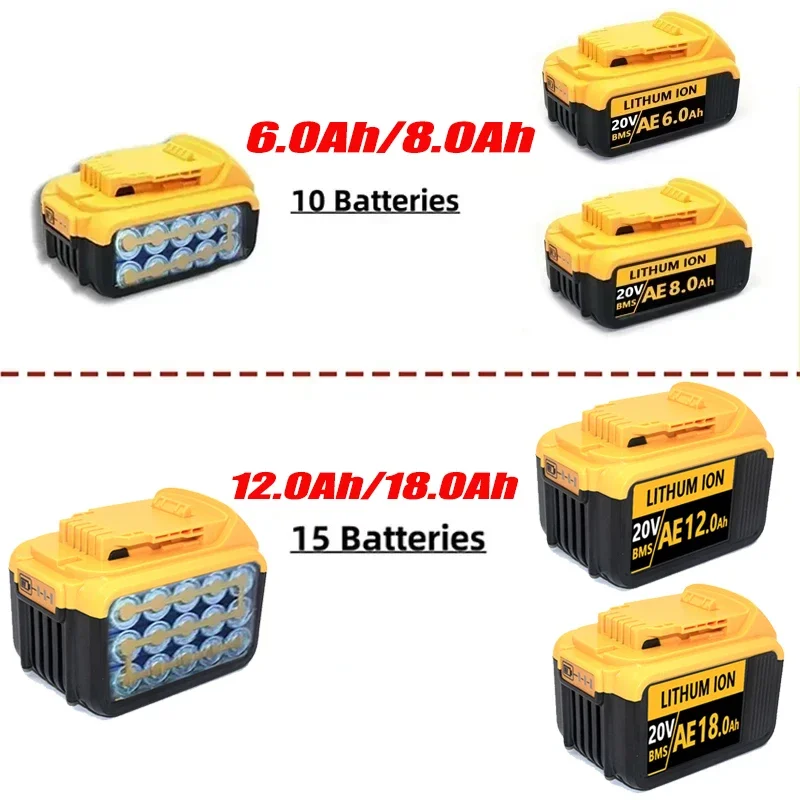 New 100% Original 18000mAh 20V for Dewalt Power Tool Battery DCB206 20V 18.0Ah Battery DCB206 20V Battery DCB205 DCB200  DCB184