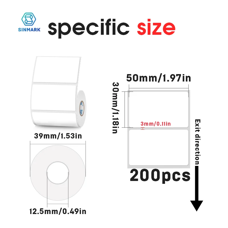 50x30mm White Thermal Label Sticker 3 Rolls Blank Self-Adhesive Label Paper Waterproof Handmade Gift Tag Paper DIY Home Office