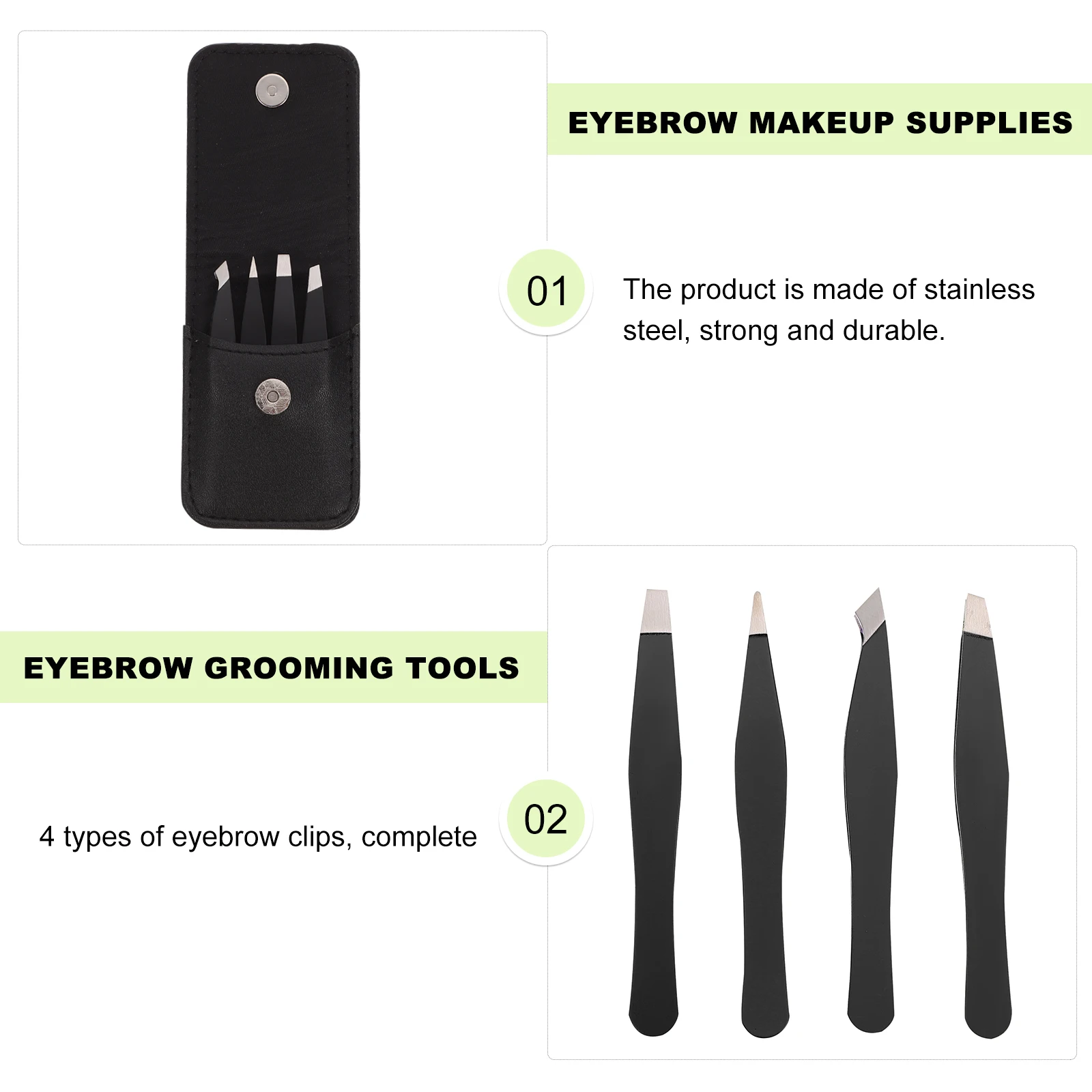 4 Pcs Eyebrow Trimmer Professional Tweezers Set Mini Women Eyebrow Clamp Tools Grooming False Lashes Double Eyelid Stickers
