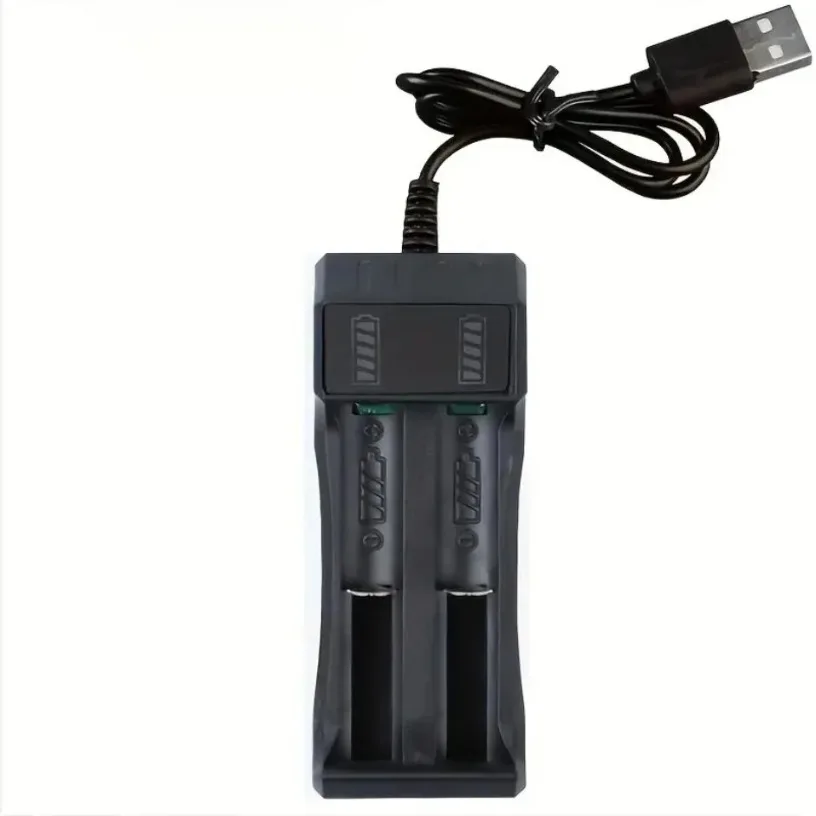 Dual 18650 Battery Charger Black 2 Slots For 18650 Charging 4.2V Rechargeable Lithium Battery Charger for Laser Flashlight