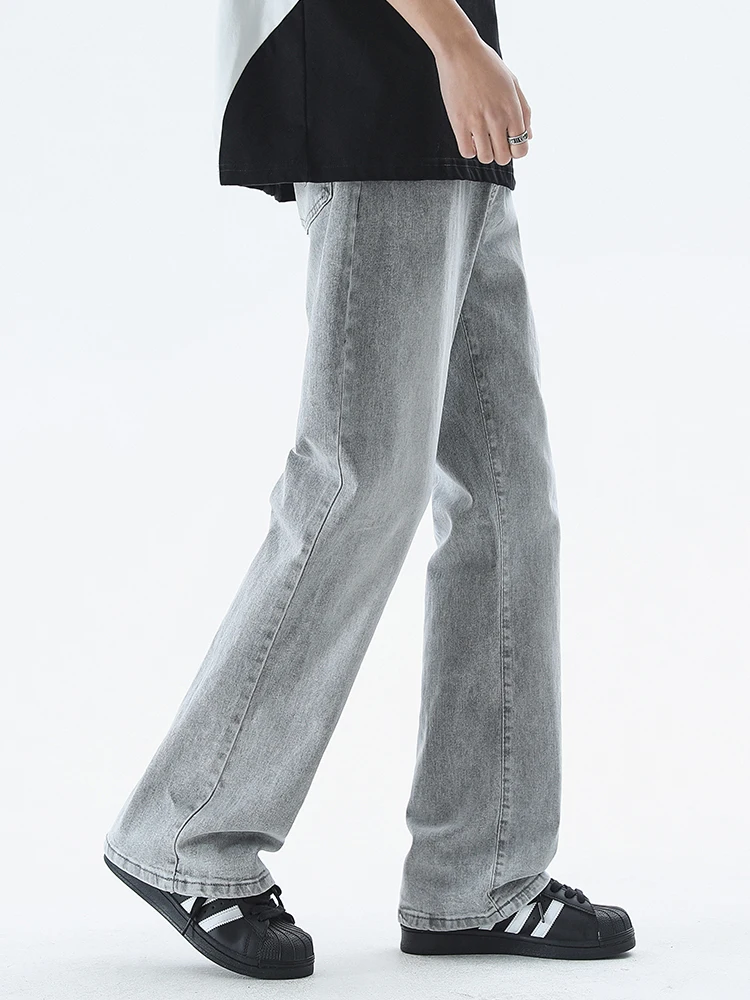 

Мужские джинсы с завышенной талией, повседневные прямые джинсы High Street, весна 2024, новинка, износостойкие свободные посадки, молодежная мода