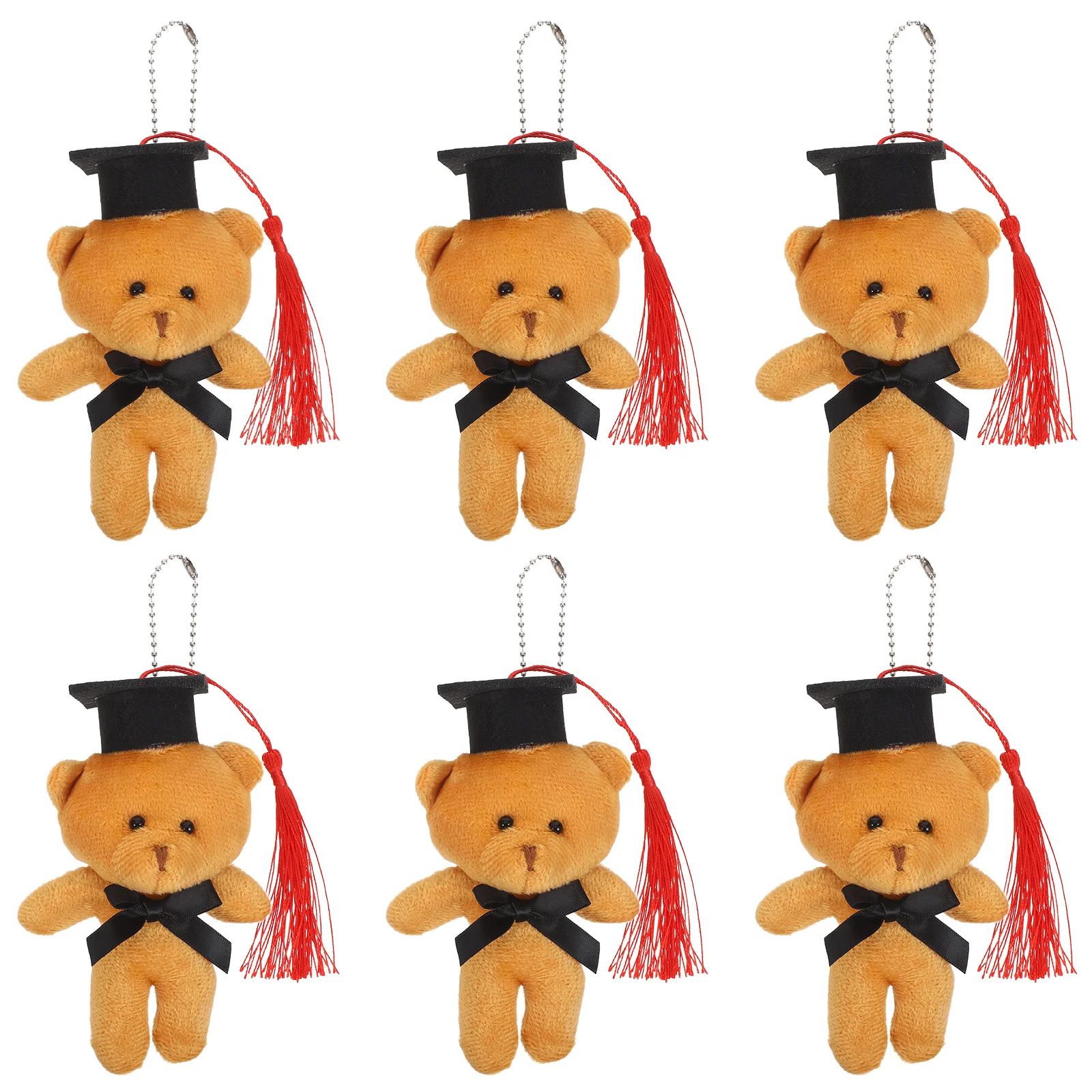 6Pcs Graduation Bear Mini Stuffed Animals Cute Cap Decoration for Party Favor Bouquet Gift Kids Adults Celebration Decor